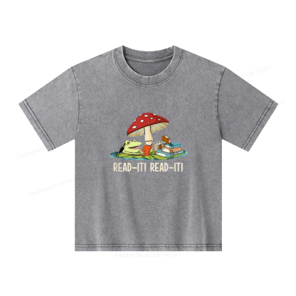 Pagewings Mushroom Read it Book Unisex Kids Washed T-shirt