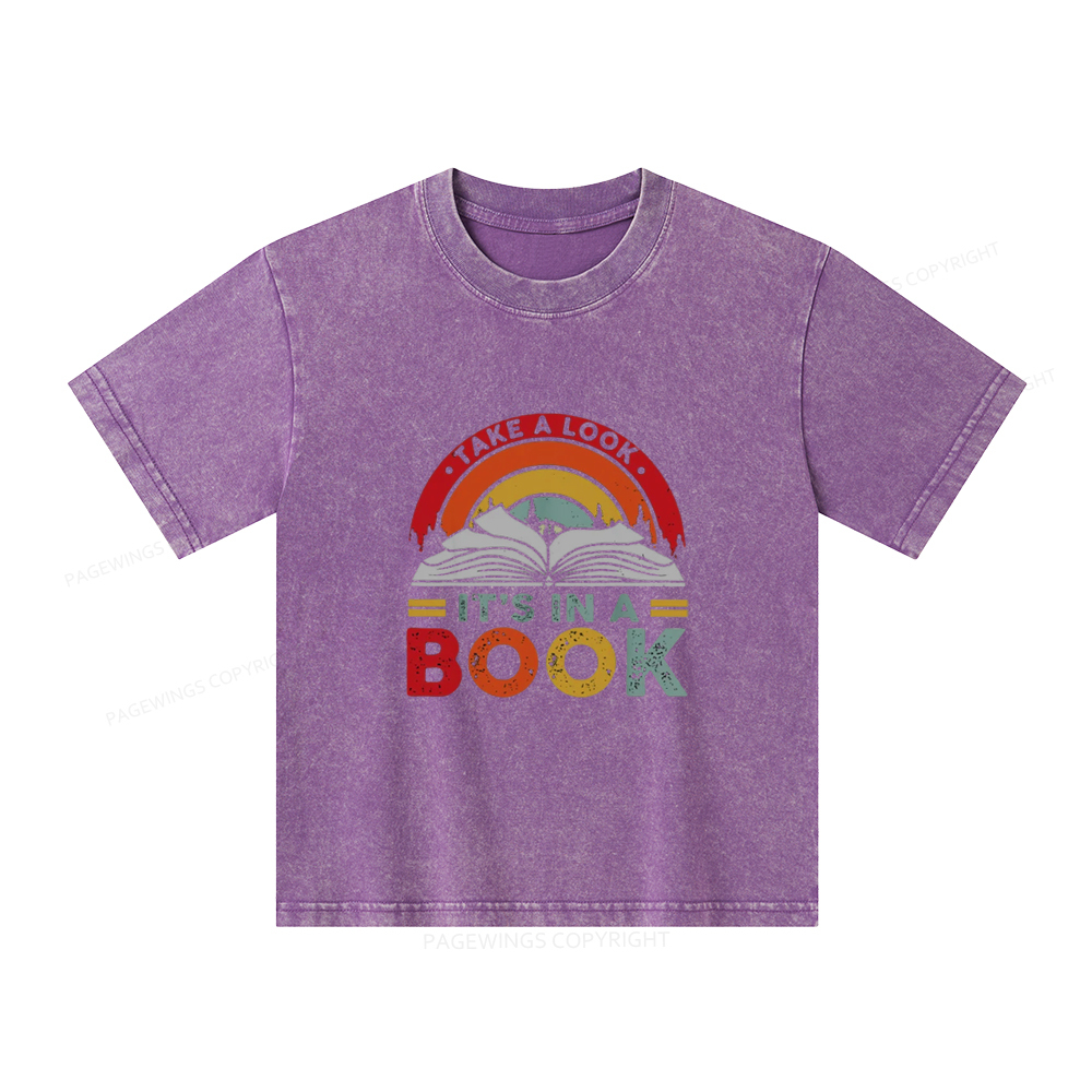 Pagewings  Take A Look It's In A Book Unisex Kids Washed T-shirt