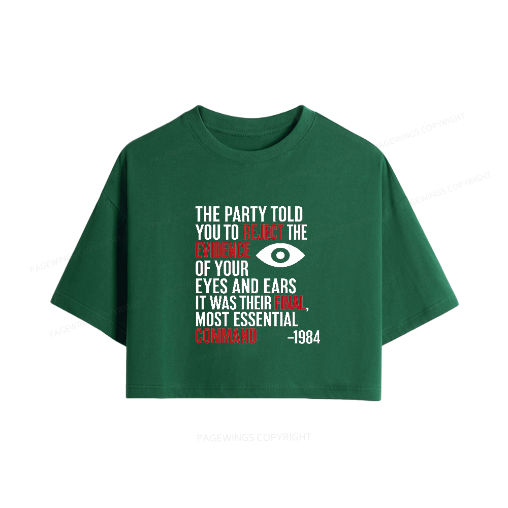 Pagewings Dystopia Quote Women Crop Tops