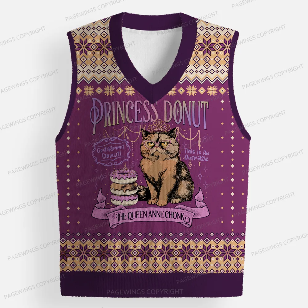 Pagewings The Queen Anne Chonk Unisex V-Neck Ugly Knit Vest