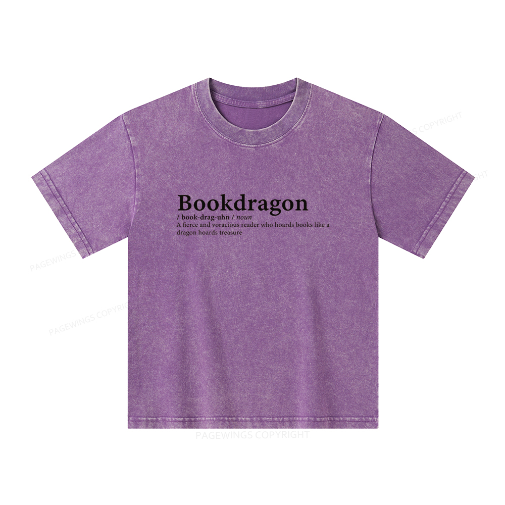 Pagewings Bookdragon: Journey Through Words book lover Unisex Kids Washed T-shirt
