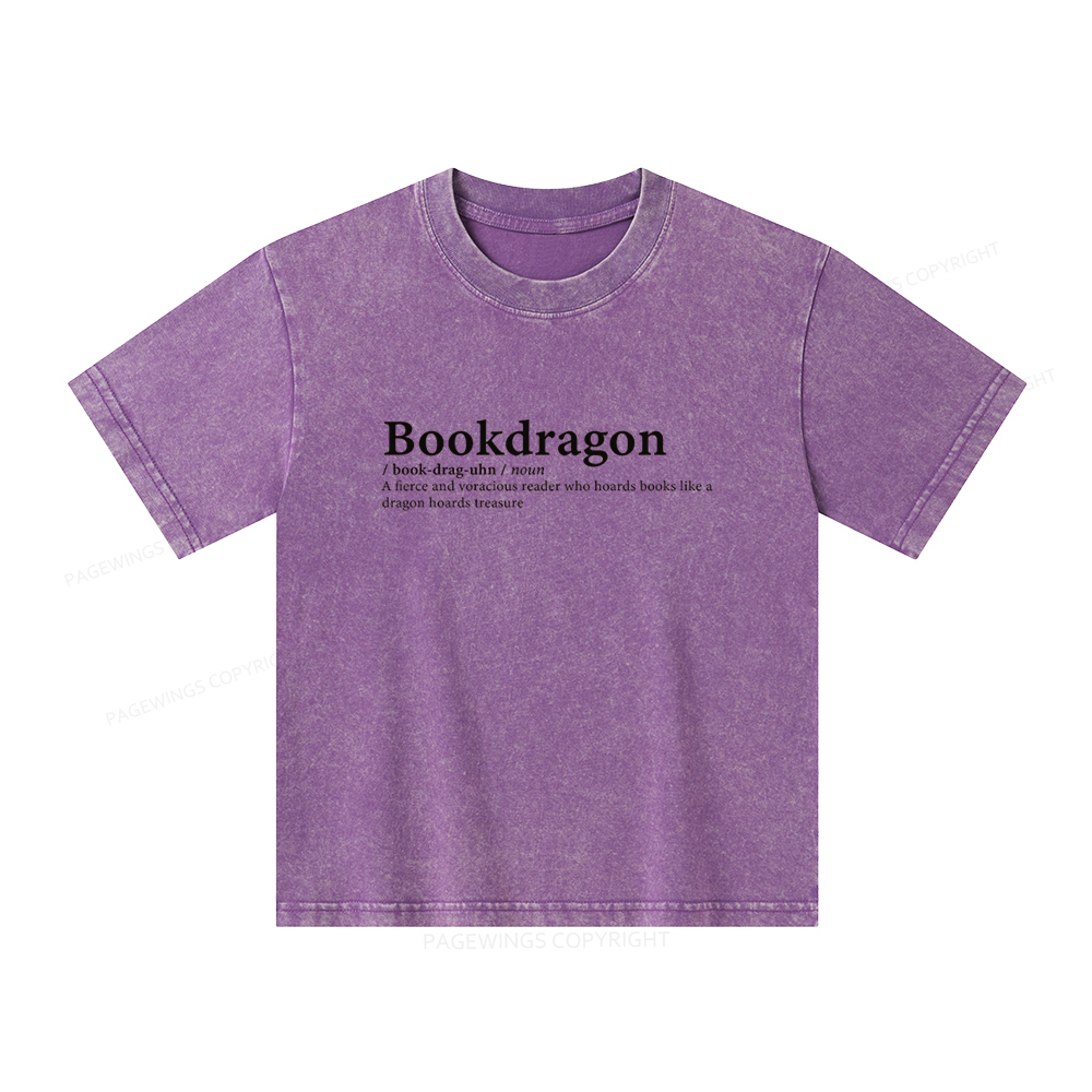 Pagewings Bookdragon: Journey Through Words book lover Unisex Kids Washed T-shirt