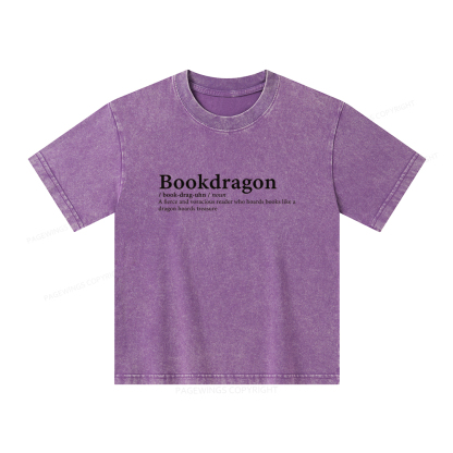 Pagewings Bookdragon: Journey Through Words book lover Unisex Kids Washed T-shirt