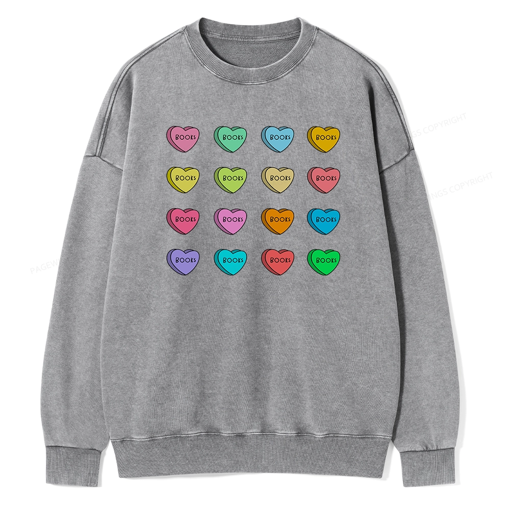 Pagewings Valentine's Day Librarian Unisex Washed Sweatshirt