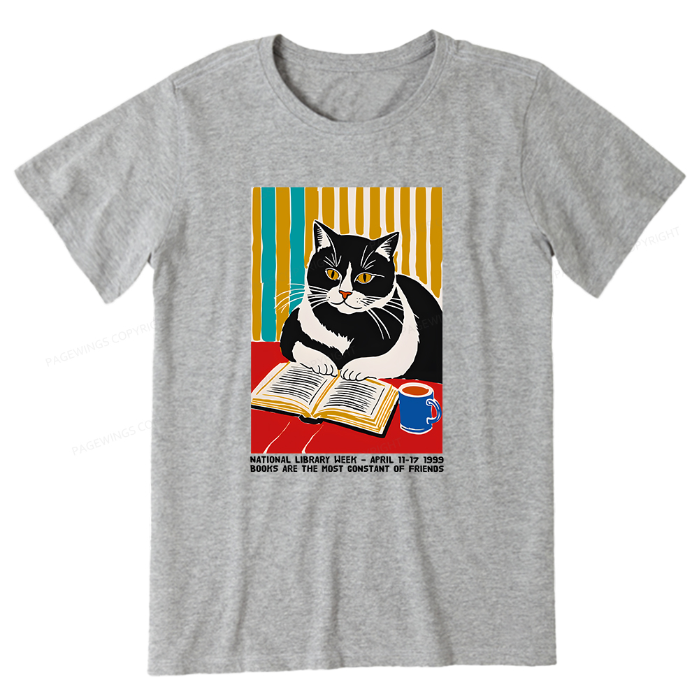 Pagewings Ational Library Week Cat Poster Unisex Classic T-shirt