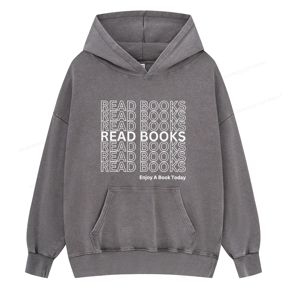 Pagewings Read Books Librarian Unisex Washed Hoodie