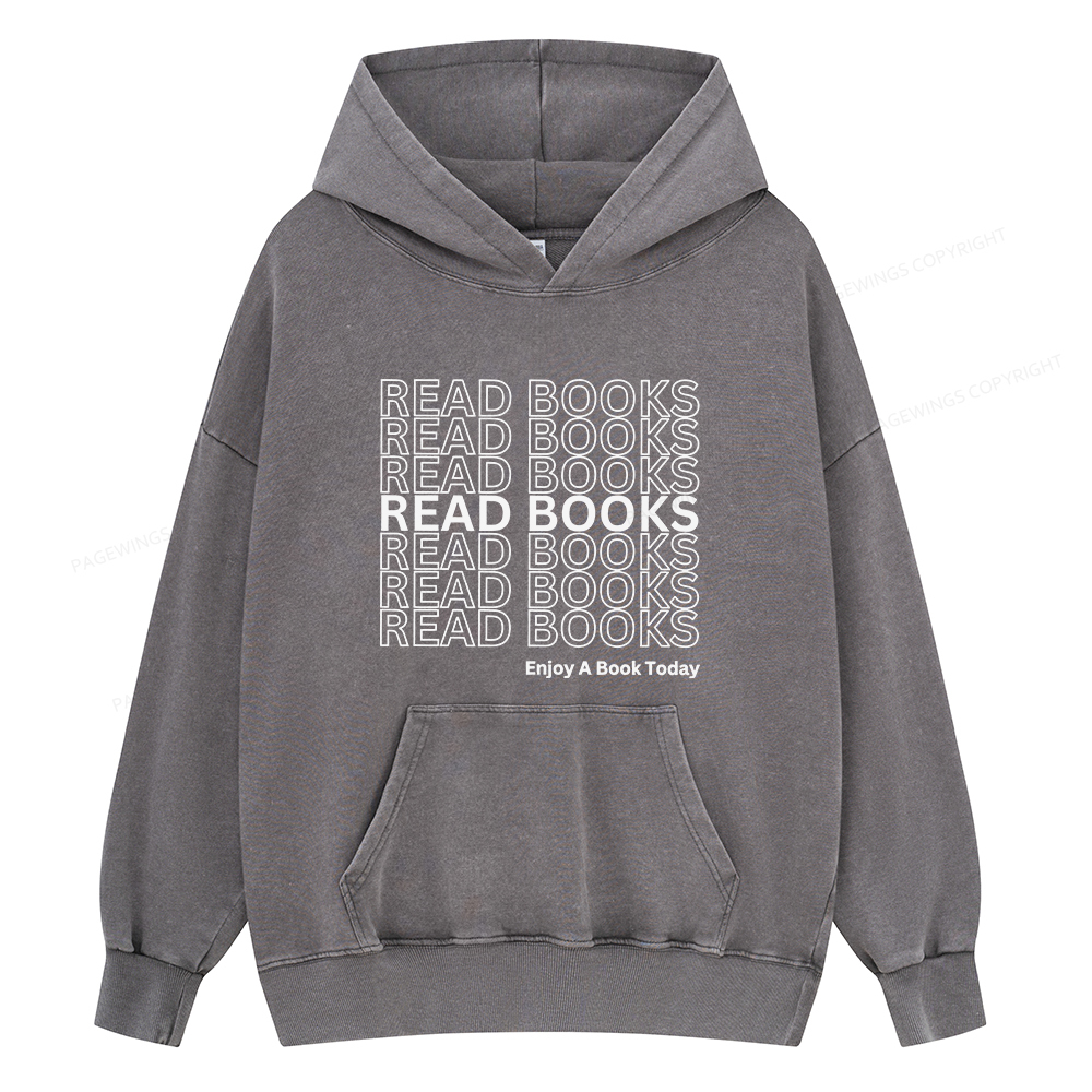 Pagewings Read Books Librarian Unisex Washed Hoodie