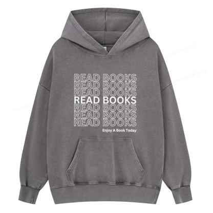 Pagewings Read Books Librarian Unisex Washed Hoodie