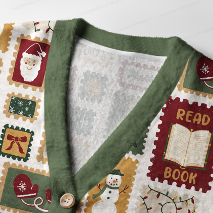Pagewings Christmas Book Light Knit Unisex Cardigan Sweaters