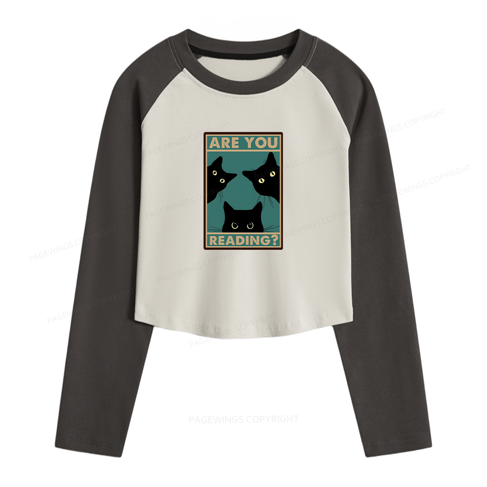 Pagewings Are You Reading Women Long Sleeve Crop Raglan T-shirt