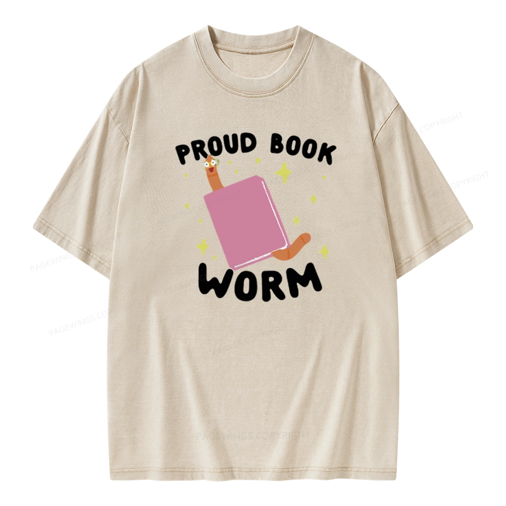 Pagewings Proud Book Worm - Book lover Unisex Washed T-shirt