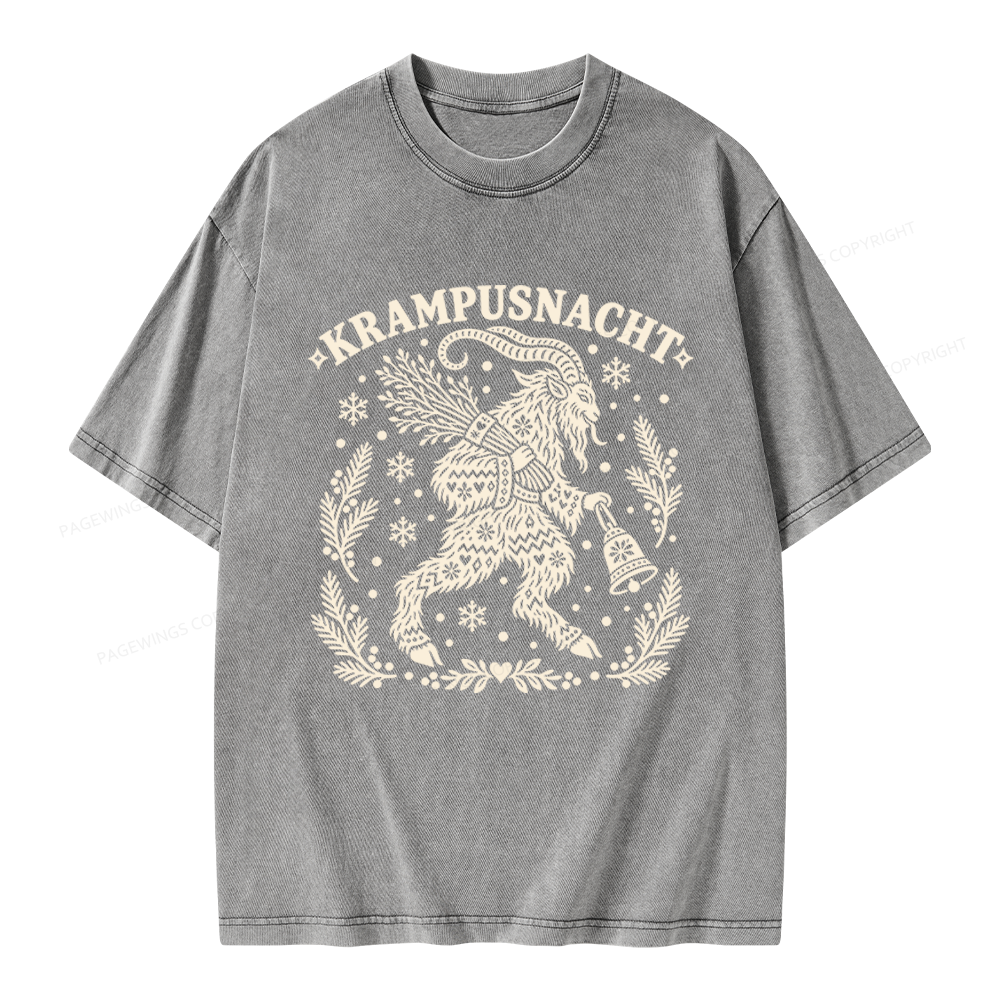 Pagewings Christmas Folk Art Unisex Washed T-shirt