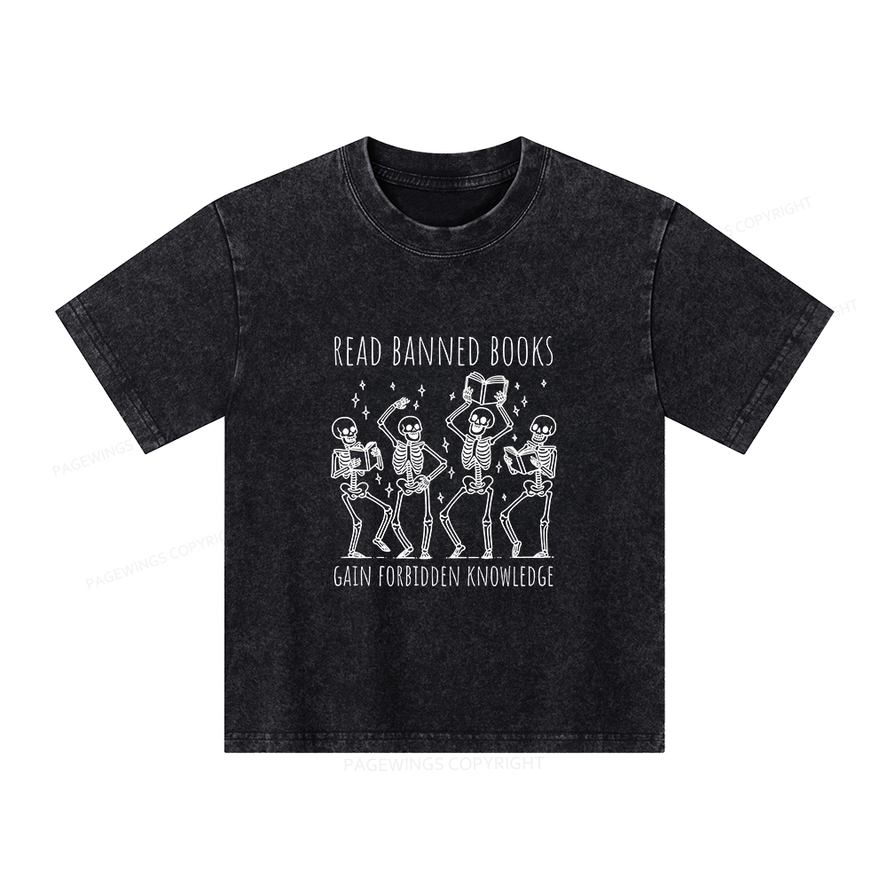 Pagewings Reading Books Tee Book Lover Gift Unisex Kids Washed T-shirt