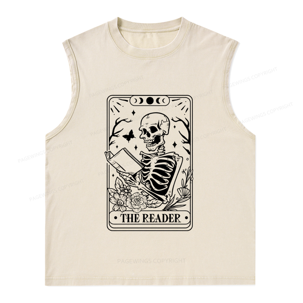 Pagewings Halloween The Reader Tarot Card Unisex Washed Tank Top