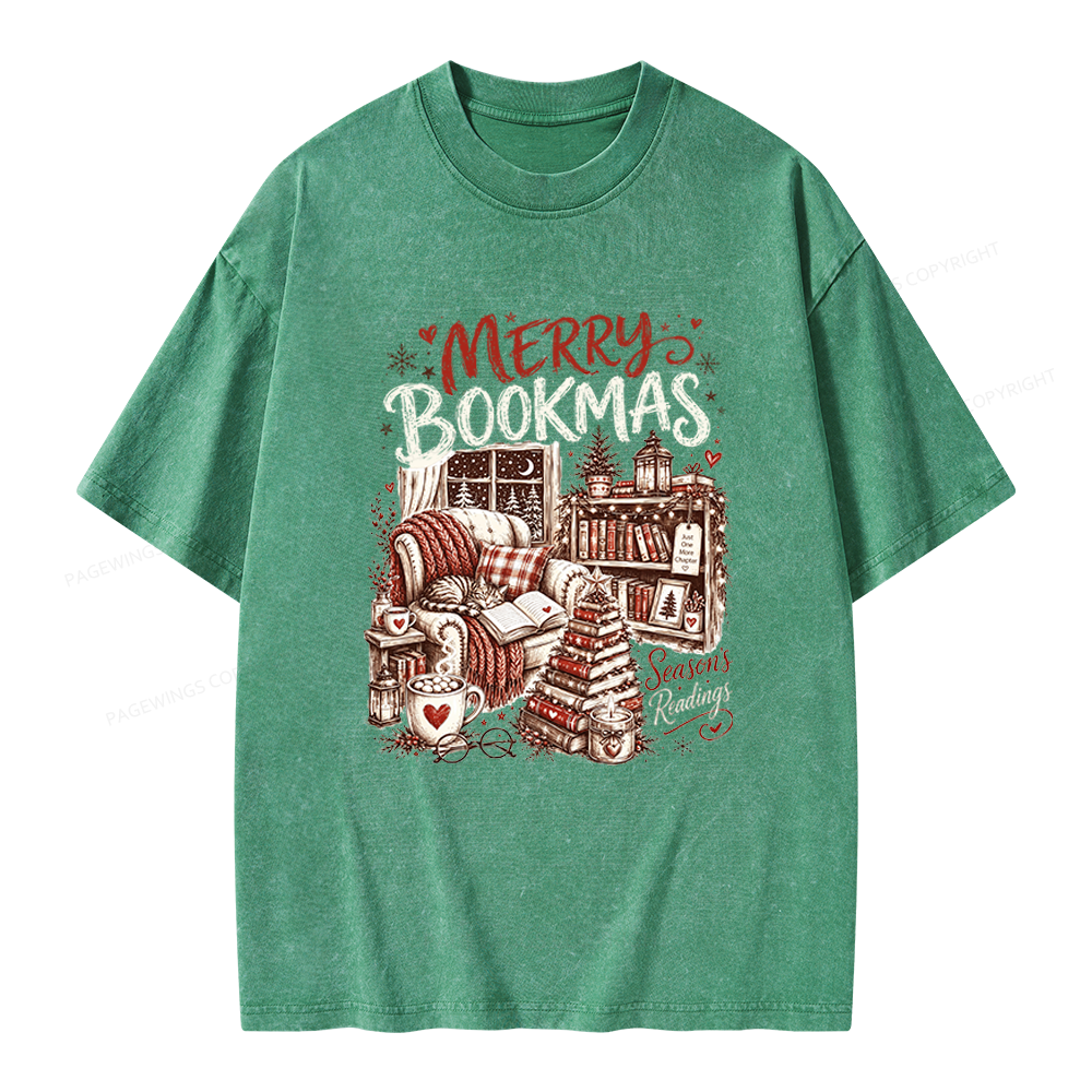 Pagewings Merry Bookmas Unisex Washed T-shirt