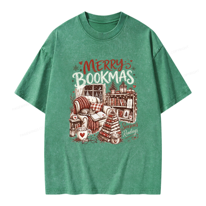 Pagewings Merry Bookmas Unisex Washed T-shirt