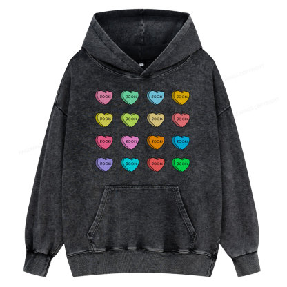 Pagewings Valentine's Day Librarian  Unisex Washed Hoodie