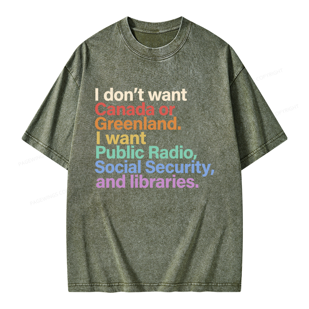 Pagewings I Want Public Libraries Unisex Washed T-shirt