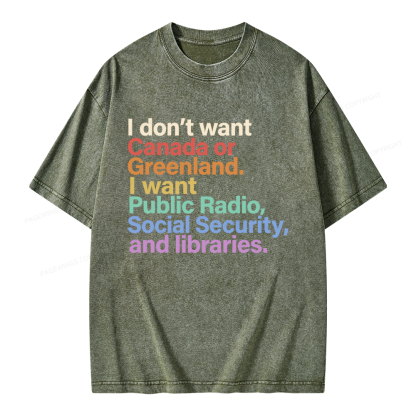 Pagewings I Want Public Libraries Unisex Washed T-shirt