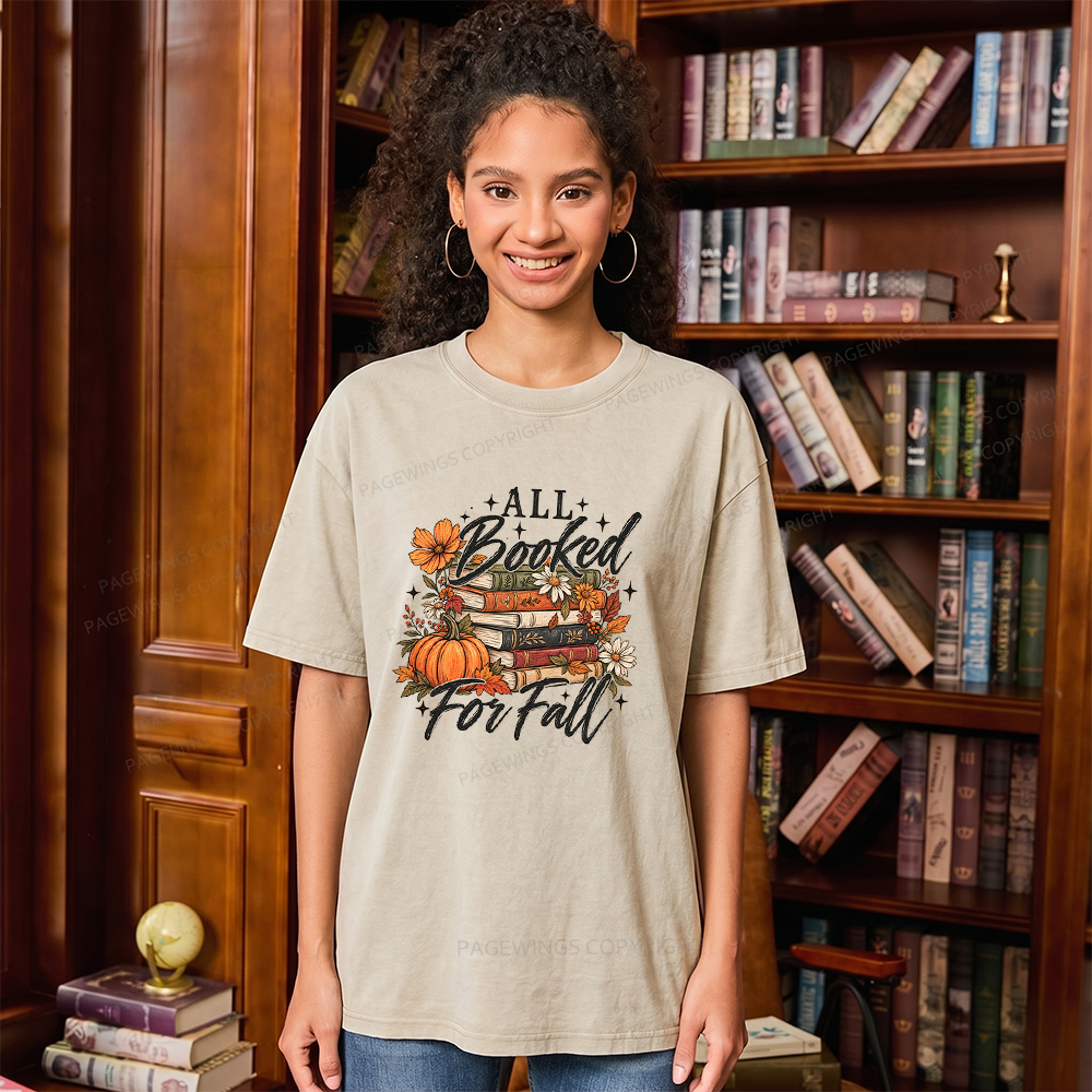 Pagewings Booked For Fall Pumpkin Unisex Washed T-shirt