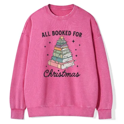 Pagewings All Booked For Christmas Unisex Washed Sweatshirt
