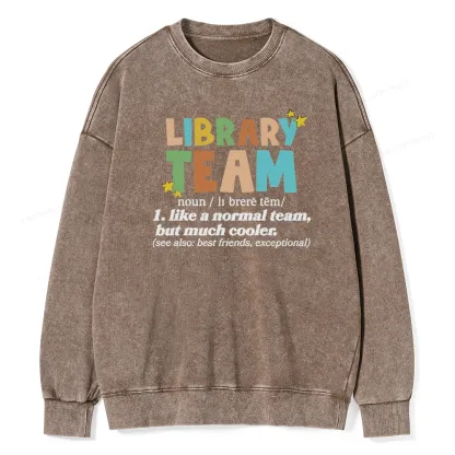 Pagewings Library Team And Library Squad Unisex Washed Sweatshirt