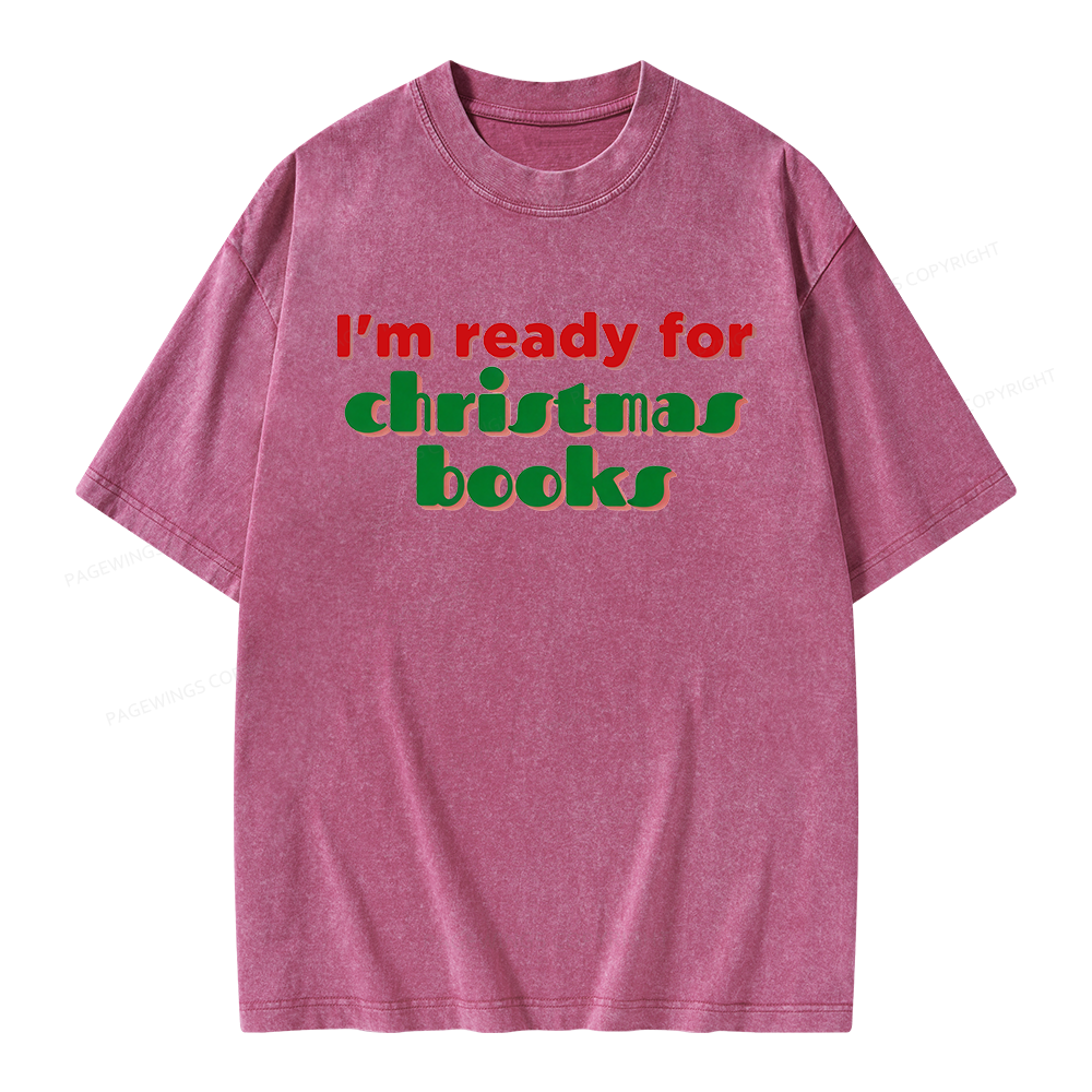 Pagewings Ready for Christmas Books Unisex Washed T-shirt