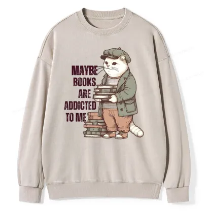 Pagewing Books Are Addicted To Me Unisex Washed Sweatshirt