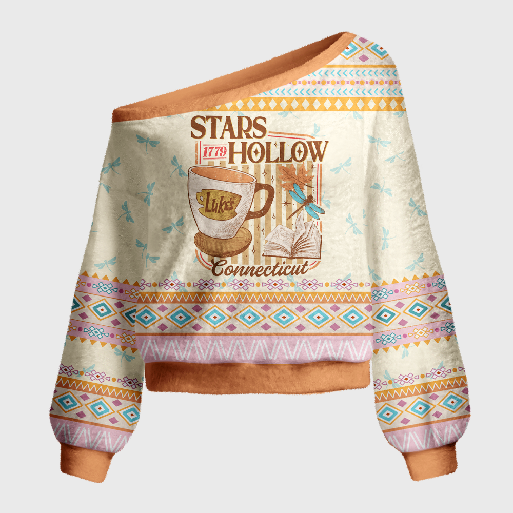 Pagewings Bookish Vibe Off Shoulder Ugly Knit Sweater