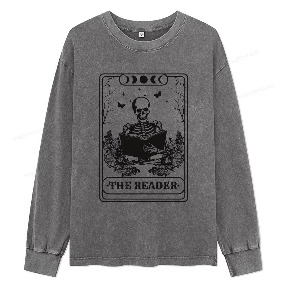 Pagewings The Reader Unisex Washed Long Sleeve T-shirt