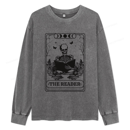 Pagewings The Reader Unisex Washed Long Sleeve T-shirt