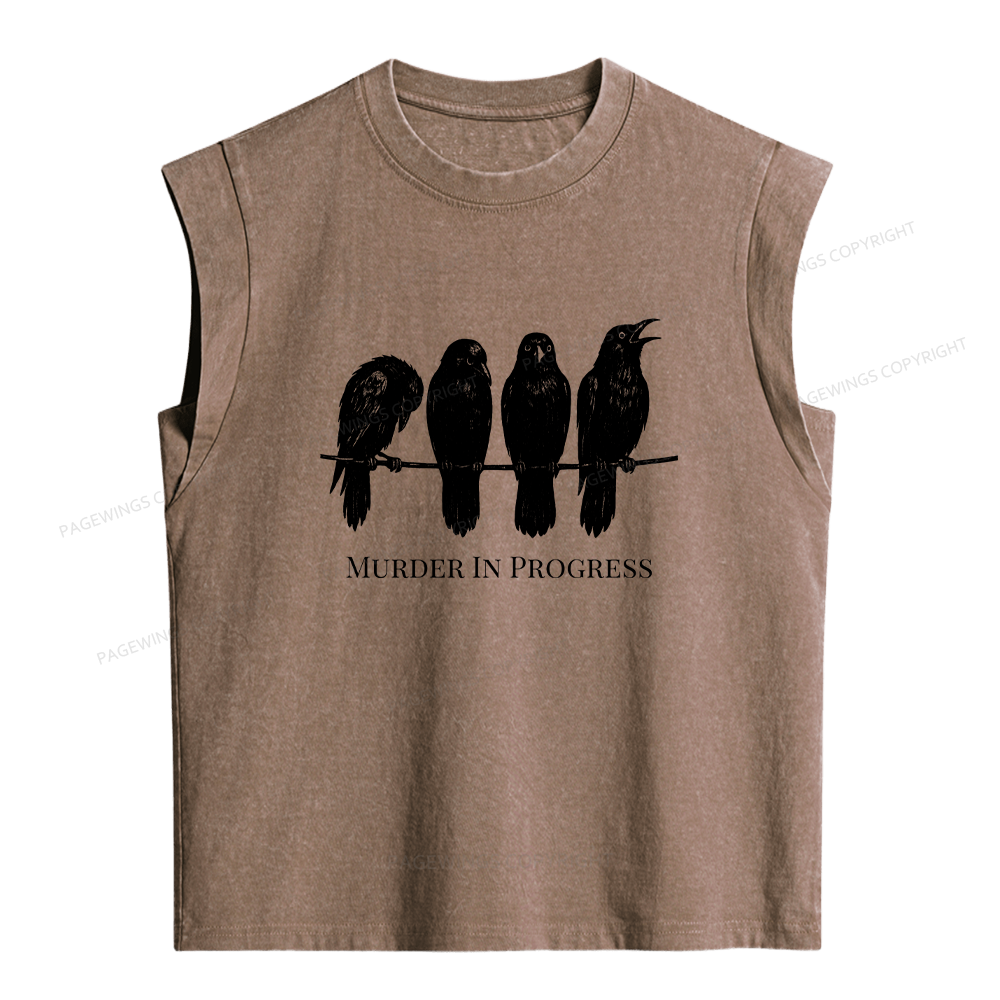 Pagewings Murder In Progress Women's Washed Tank Top