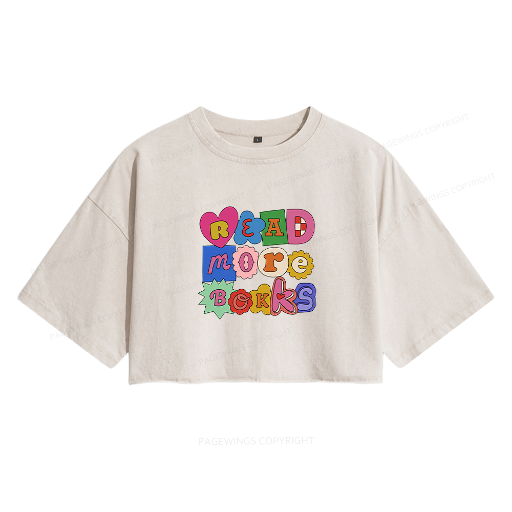 Pagewing Read More Books Women's Washed Cropped T-shirt