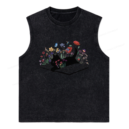 Pagewings Cute Book Cat Unisex Washed Tank Top