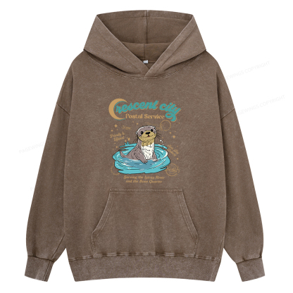 Pagewings Crescent City Postal Service Unisex Washed Hoodie