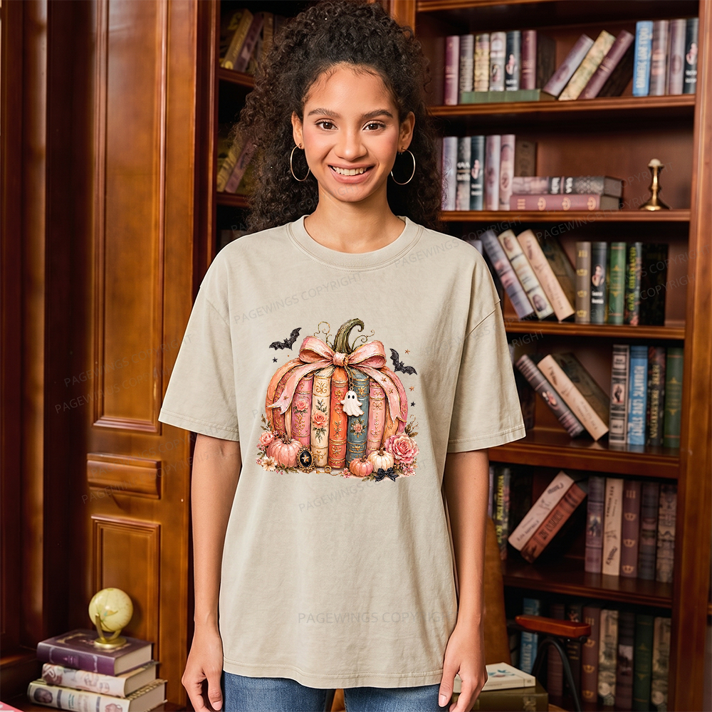 Pagewings Book Pumpkin Unisex Washed T-shirt