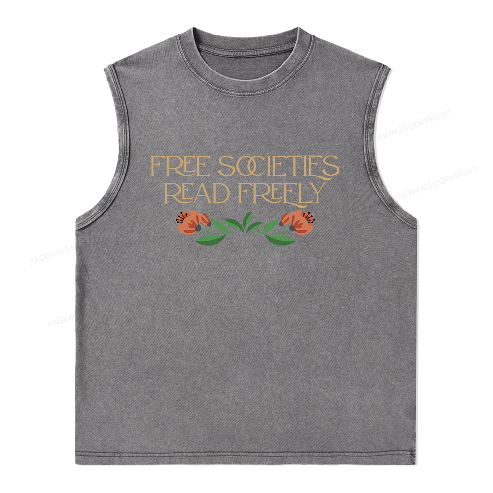 Pagewings Free Societies Read Freely Shirt T-Shirt Unisex Washed Tank Top