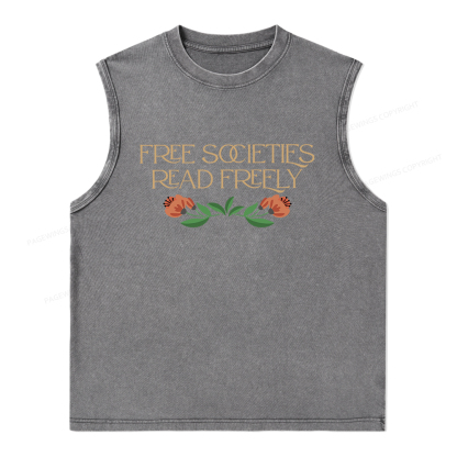 Pagewings Free Societies Read Freely Shirt T-Shirt Unisex Washed Tank Top