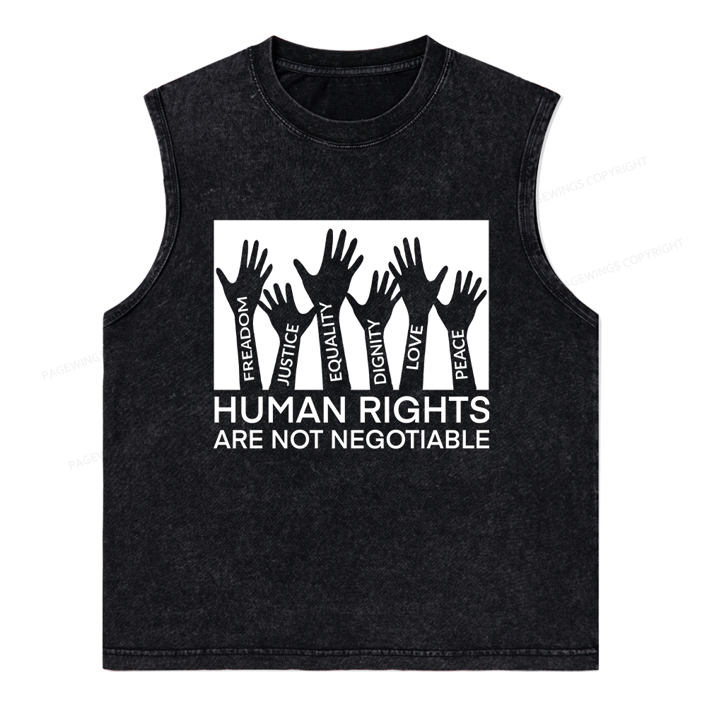 Pagewings Human Rights Are Not Negotiable Unisex Washed Tank Top