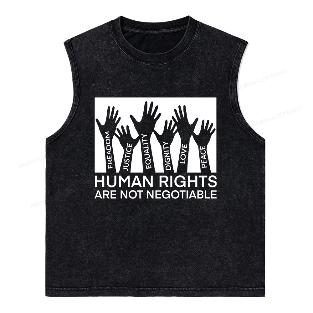 Pagewings Human Rights Are Not Negotiable Unisex Washed Tank Top