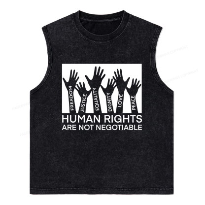 Pagewings Human Rights Are Not Negotiable Unisex Washed Tank Top