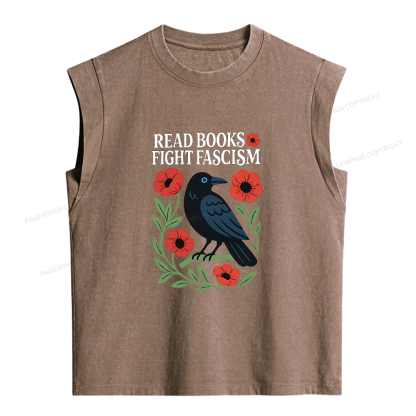 Pagewings Fight Fascism Women's Washed Tank Top