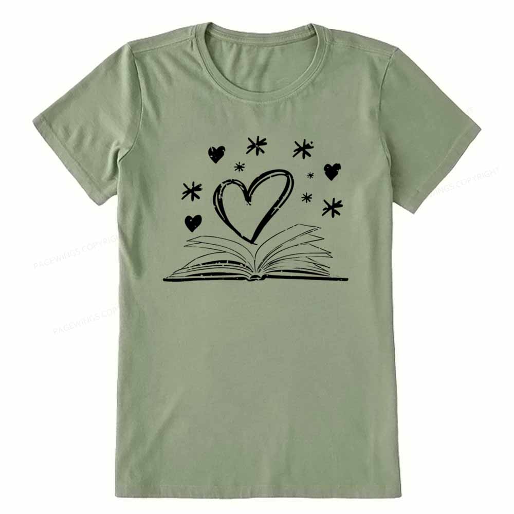 Pagewings Bookworm Librarian Valentines Day Book T-Shirt Unisex Classic T-shirt