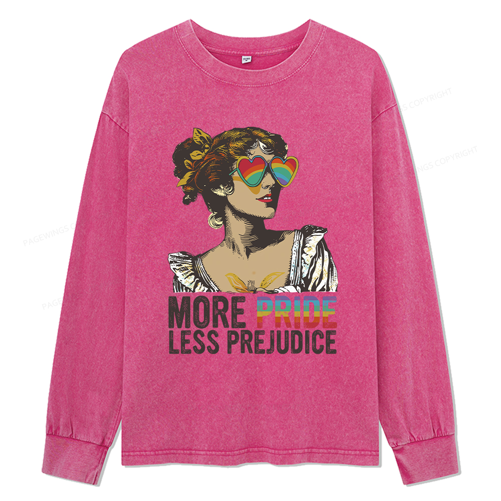 Pagewings More Pride Less Prejudice Unisex Washed Long Sleeve T-shirt
