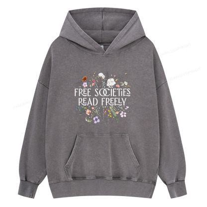 Pagewing Free Societies Read Freely Unisex Washed Hoodie
