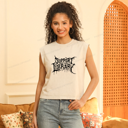 Pagewings Support Your Local Library Women's Washed Tank Top