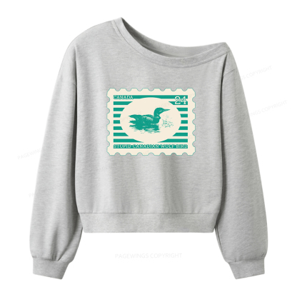 Pagewings Stupid Canadian Wolf Bird Women Off Shoulder Sweatshirt