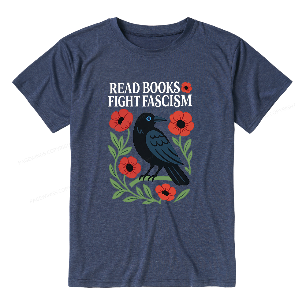 Pagewings Read Books Fight Fascism Unisex Heather T-Shirt