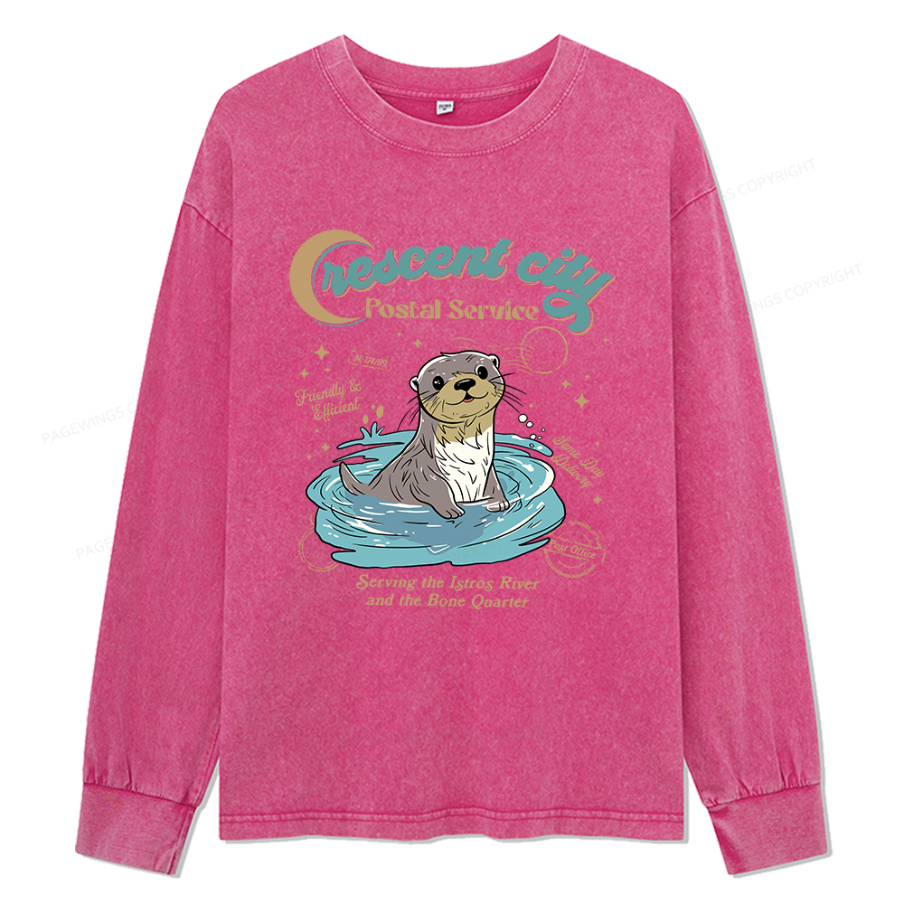 Pagewings Crescent City Postal Service Unisex Washed Long Sleeve T-shirt