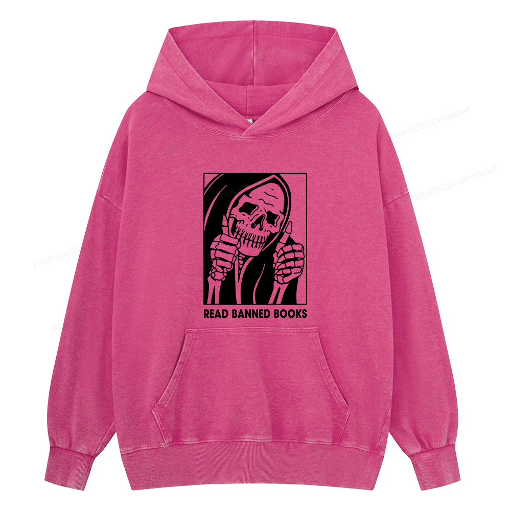 Pagewings Read Banned Books Unisex Washed Hoodie